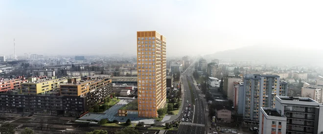 Ob soseski Celovški dvori bo poslovnež Izet Rastoder zgradil stolpnici, imenovani Spektra, z 208 stanovanji. Računalniški prikaz: Spektra Invest