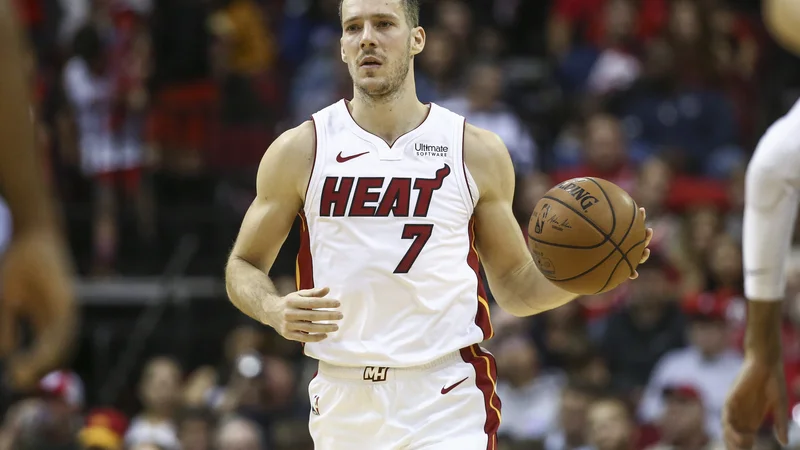 Fotografija: Goran Dragić in drugi košarkarji Miamija so si proti zadnjemu Houstonu lahko privoščili nekaj ležernosti. FOTO: Troy Taormina /sa Today Sports