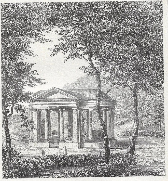 Rogaška Slatina - Tempel, okoli leta 1870, jeklorez. FOTO: katalog Muzeja grafične umetnosti XVI.–XIX. stoletje