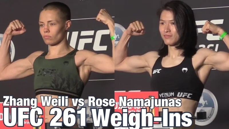 Fotografija: Rose Namajunas in Zhang Weili pred dvobojem FOTO: zajem zaslona Youtube
