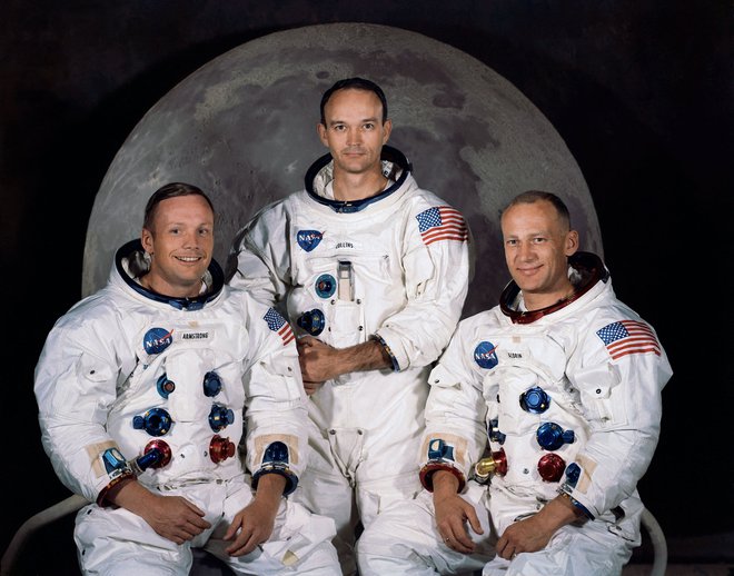 Posadka Apolla 11: Poveljnik Neil A. Armstrong, Michael Collins in Edwin E. »Buzz« Aldrin. FOTO: HO/NASA/AFP