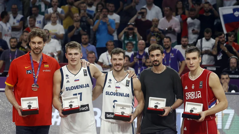 Fotografija: Luka Dončić in Goran Dragić sta bila med najboljšimi košarkarji zadnjega evropskega prvenstva. FOTO: Blaž Samec