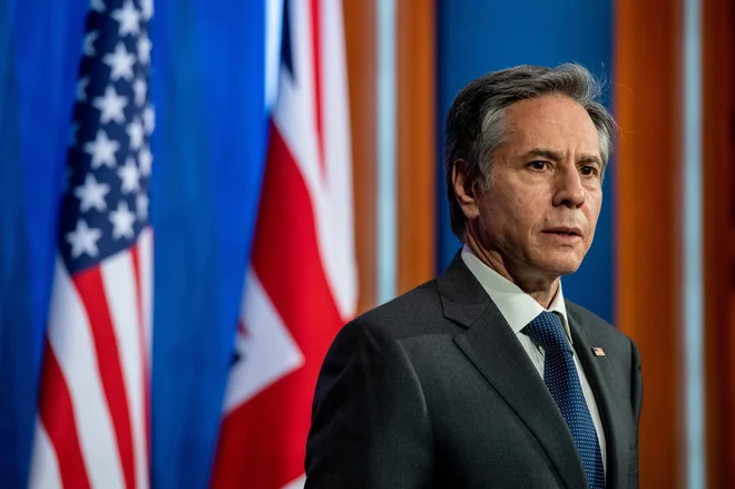 ZDA predsednika Joeja Bidna se zavzemajo mednarodno ureditev, ki temelji na pravilih, je ponovno poudaril ameriški državni sekretar Antony Blinken. Foto Chris J Ratcliffe/Reuters