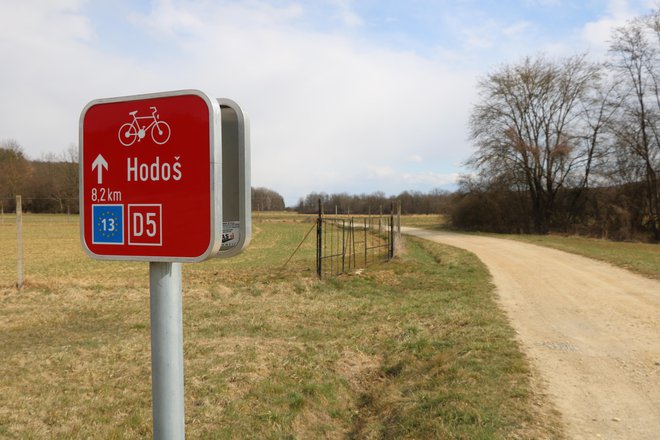 Trasa kolesarske poti ob železni zavesi Euro velo 13 je označena, a zaradi pandemije koronavirusa prazna. FOTO: Jože Pojbič/Delo