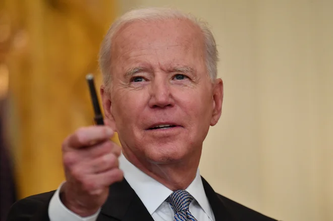 Ameriški predsednik Joe Biden je objavil svojo davčno napoved za lansko leto. FOTO: Nicholas Kamm/AFP