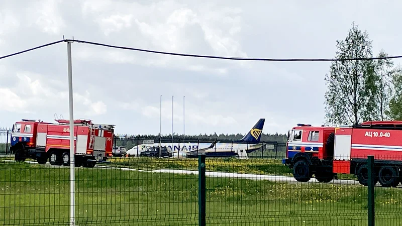 Po nekaterih navedbah je beloruski predsednik Aleksander Lukašenko odredil pristanek letala po obvestilu o bombi na letalu Ryanaira, kar se je kasneje izkazalo za lažno prijavo. FOTO: AFP