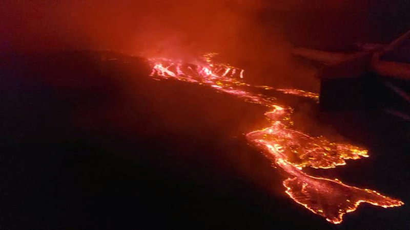 Fotografija: Zračni posnetek izbruha vulkana Njiragongo pred tremi dnevi. FOTO: Monusco Via Reuters