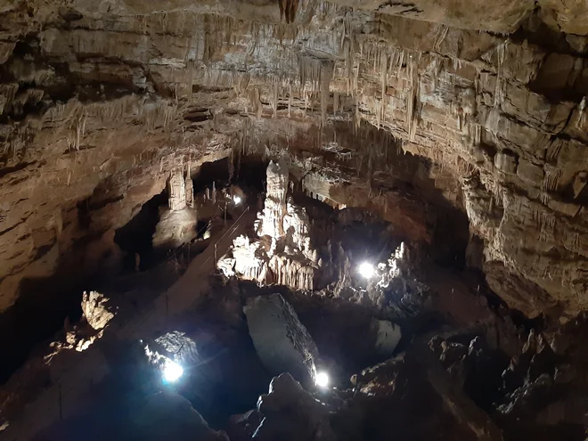 Obiskovalci se sprehodijo po urejeni, dobrih 600 metrov dolgi krožni turistični poti. FOTO: Mitja Felc/Delo