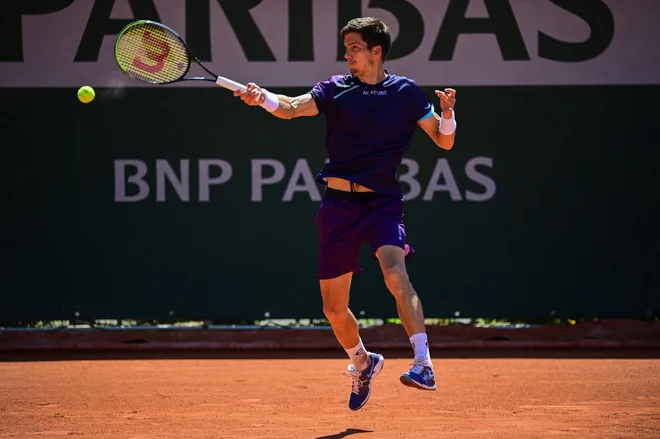 Kljub težavam z roko se je Aljaž Bedene boril po najboljših močeh. FOTO: Martin Bureau/AFP