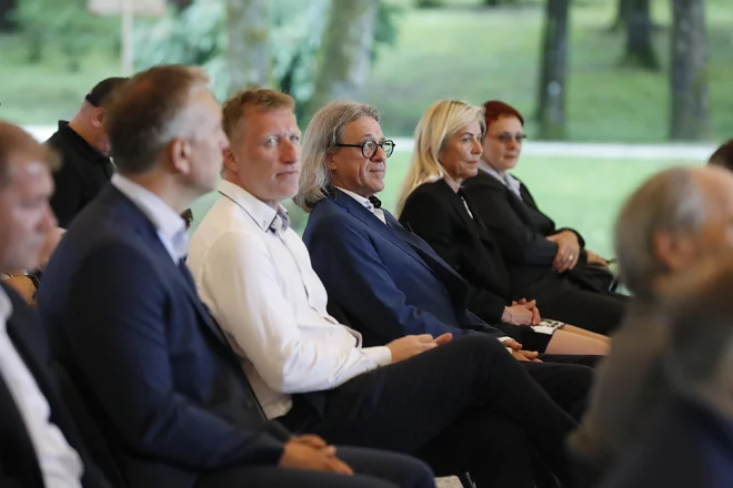 Primož in Nada na sprejemu. FOTO: Leon Vidic/Delo