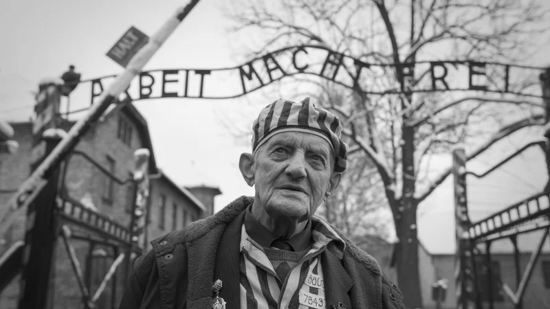 Fotografija: Nekdanji taboriščnik Ihor Malicki v Auschwitzu januarja 2015. FOTO: Voranc Vogel/Delo