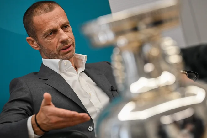 Aleksander Čeferin pričakuje odličen turnir kljub izzivom okrog pandemije. FOTO: Andreas Solaro/AFP