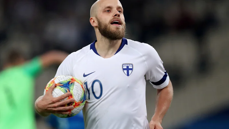 Fotografija: Teemu Pukki je prvi zvezdnik finske nogometne reprezentance. FOTO: Alkis Konstantinidis/Reuters
