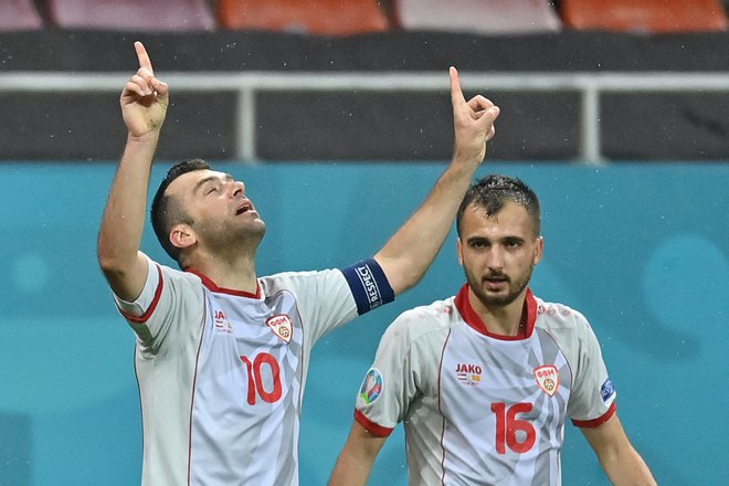 Goran Pandev je izenačil rezultat na 1:1, toda Makedonci niso zdržali do konca. FOTO: Daniel Mihailescu/AFP