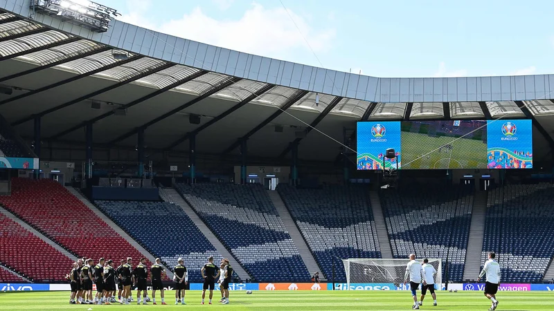 Fotografija: Trening češke reprezentance na štadionu Hampden Park. FOTO: Paul Ellis/AFP