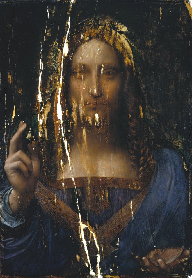 Slika je bila večkrat preslikana, čiščenje pa je razkrilo hude poškodbe izvirne poslikave. Bile so na Kristusovem obrazu, velikem delu las, obleki, ozadju ... FOTO: Wikipedija Modes