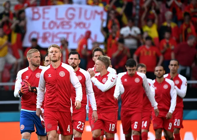 Danci so imeli v mislih soigralca Christiana Eriksena. FOTO:&nbsp;Jonathan Nackstrand/Reuters