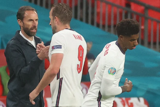 Harry Kane je bil zamenjan v 74. minuti. FOTO: Carl Recine/AFP