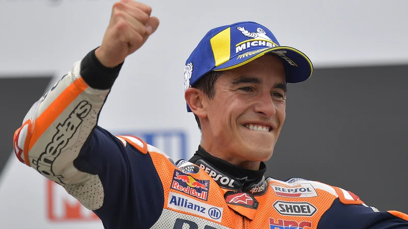 Fotografija: Marc Marquez je bil vesel kot že dolgo ne. FOTO: Matthias Rietschel/Reuters