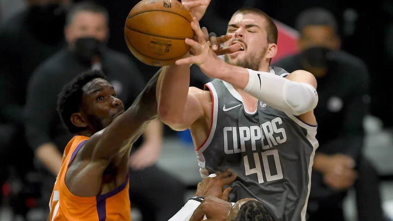 Fotografija: Med najvidnejšimi akterji 4. tekme polfinala lige NBA je bil Ivica Zubac, hrvaški center pri LA Clippers. Foto Jayne Kamin/USA Today Sport