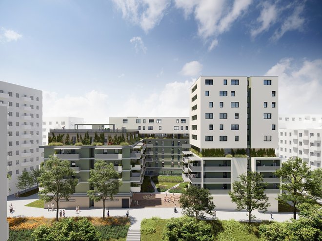 Eden od večjih urbanih projektov gradnje stanovanj na Dunaju je Vas v tretjem okraju; nekatera občinska stanovanja bodo za enostarševske družine. Foto PID Wien