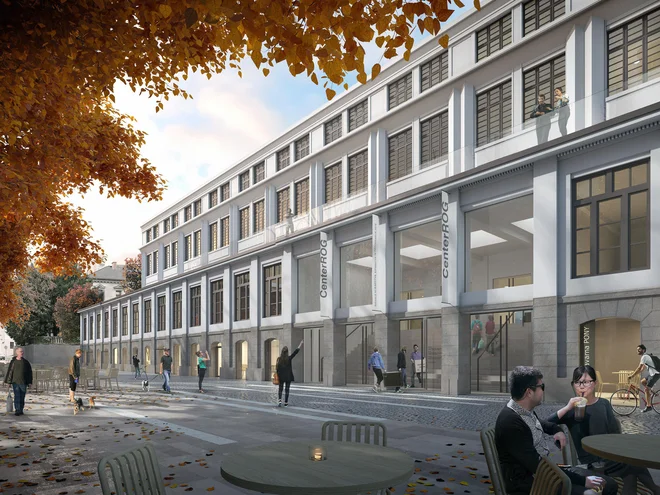 Novi Center Rog se bo odprl tudi proti podaljšani promenadi ob Ljubljanici. Računalniška simulacija MOL