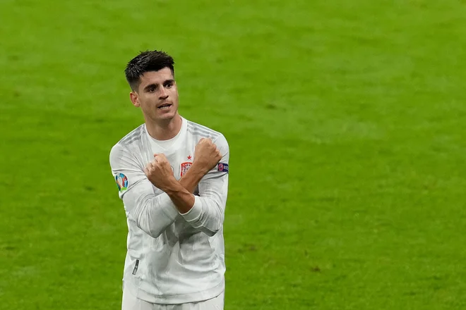 Alvaro Morata je Španiji priboril podaljšek. FOTO: Matt Dunham/AFP