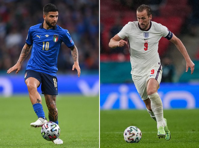 Lorenzo Insigne in Harry Kane. FOTO: Laurence Griffiths/AFP