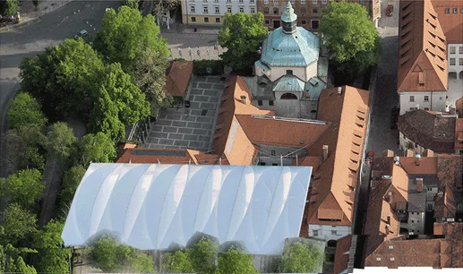Konstrukcijski elementi nove strehe bodo sestavljeni iz drobnejših profilov in pojavno ne bodo konkurirali masivnim historičnim objektom. Foto arhiv Petra Gabrijelčiča