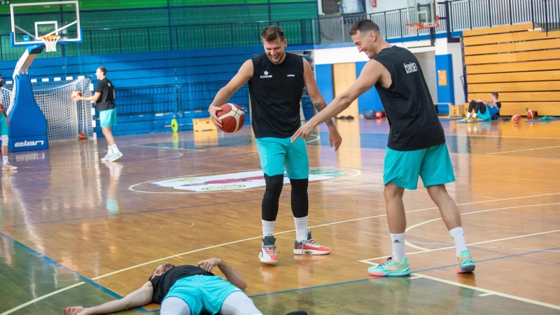 Fotografija: Trening slovenske košarkarske reprezentance. FOTO: Voranc Vogel