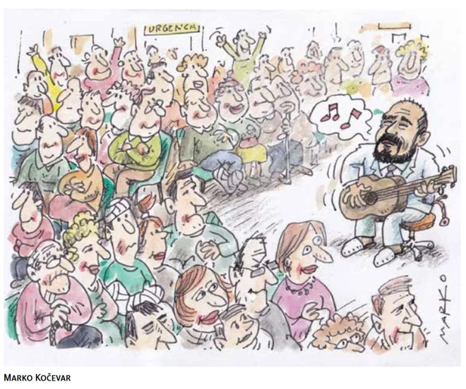 Minister za čakalne vrste. KARIKATURA: Marko Kočevar