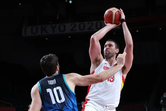 Marc Gasol je bil razigran v španski vrsti. FOTO: Thomas Coex/AFP