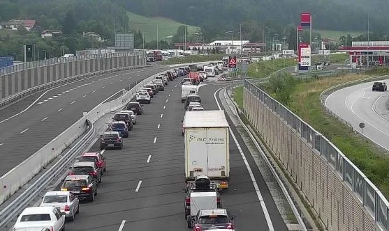 Na mejnih prehodih s hrvaško je gneča že več dni. FOTO: Dars