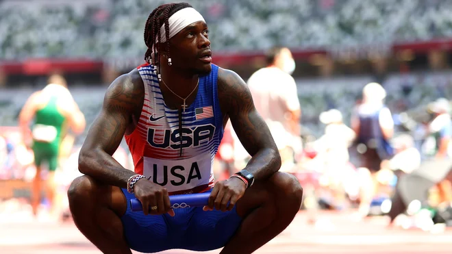 Cravon Gillespie je v cilju razočaran pogledoval proti semaforju. FOTO: Andrew Boyers/Reuters