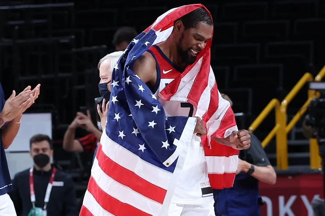Kevin Durant je najboljši strelec ameriške košarkarske reprezentance v zgodovini olimpijskih iger. FOTO: Thomas Coex/AFP