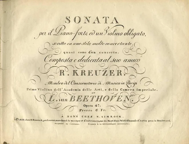 Prva izdaja Kreutzerjeve sonate. Foto Wikimedia