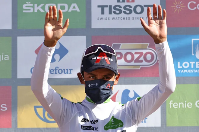 Egan Bernal, največji Rogličev tekmec na letošnji Vuelti je trenutno na 6. mestu, zaostaja 41 sekund. FOTO: Jose Jordan Afp