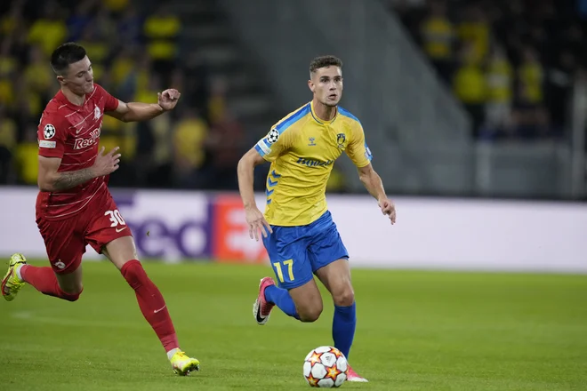 Benjamin Šeško (levo) je potrdil veliko nadarjenost. FOTO: Claus Bech/AFP