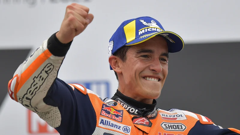 Fotografija: Marcu Marquezu je na Sachsenringu odleglo, vendar ne za dolgo. FOTO: Matthias Rietschel/Reuters