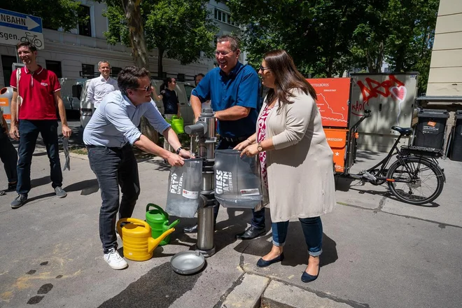Na Dunaju so to poletje iskali botre za zalivanje dreves.<br />
FOTO: David Bohmann