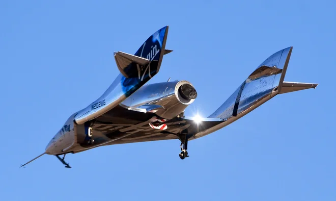 Polet raketnega letala VSS Unity podjetja Virgin Galactic 11. julija menda ni potekal povsem gladko oziroma po pravilih. FOTO: Gene Blevins Reuters