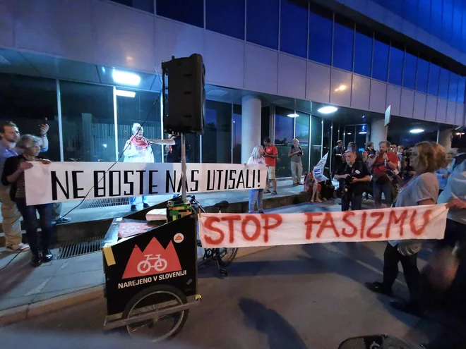 Protestniki na pohodu po ulicah. FOTO: Jože Suhadolnik/Delo