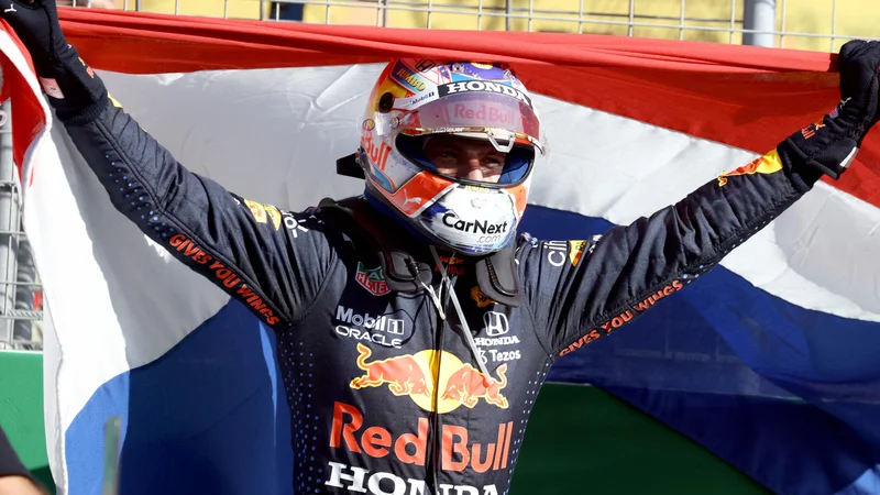 Fotografija: Max Verstappen ni skrival veselja. FOTO: Kenzo Tribouillard/AFP