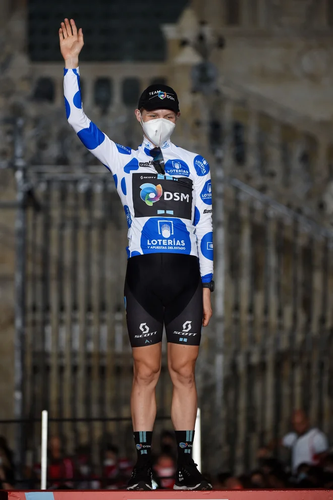  Michael Storer je osvojil pikčasto majico in nase opozorl z dvema etapnima zmagama. FOTO:Miguel Riopa Afp