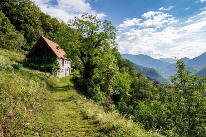 Deveta etapa vodi skozi gorske vasi visoko nad Baško grapo, skrite veliki večini obiskovalcev, ki potujejo po cesti in železnici spodaj v dolini. FOTO: Mitja Sodja/Julijske Alpe