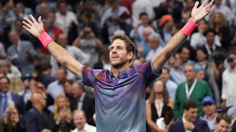Fotografija: Del Potro (na fotografiji) proslavlja zmago nad Rogerjem Federerjem v New Yorku pred štirimi leti. FOTO: Robert Deutsch/Reuters