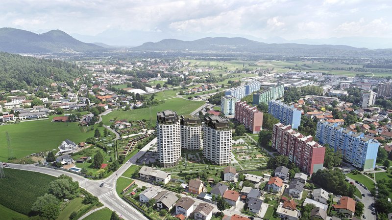Fotografija: Na območju Šiške, kjer se trenutno gradi 688 stanovanj, bodo zasebni investitorji z ruskim kapitalom prihodnje leto začeli graditi sosesko Regentov kvart. FOTO: Lesnep