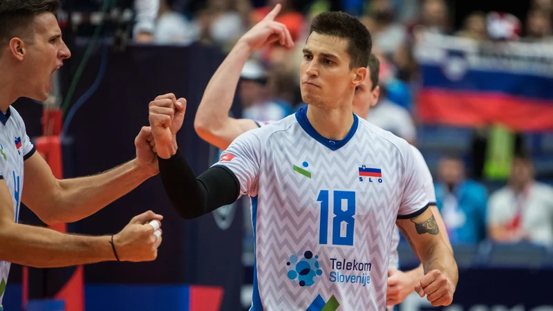 Fotografija: Jan Kozamernik (levo) in Klemen Čebulj sta med nosilci slovenske igre. FOTO: Ondra Driml/CEV