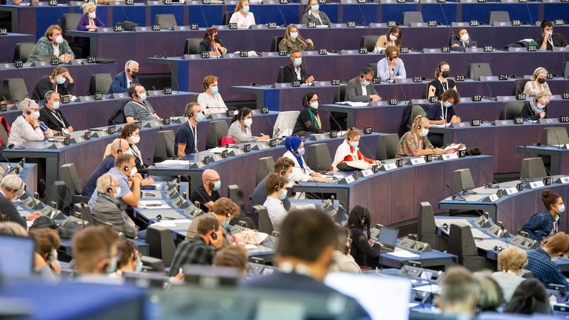 Fotografija: Poslanske sedeže v evropskem parlamentu v Strasbourgu je ta konec tedna zasedlo dvesto posameznikov iz vseh delov EU, ki so se udeležili enega ključnih delov konference o prihod­nosti Evrope. Foto Brigitte Hase