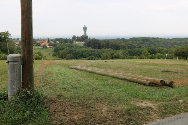 Na zemljišču, predvidenem za lesen stolp lendavskega ziplina, se za zdaj še nič ne dogaja. FOTO: Jože Pojbič